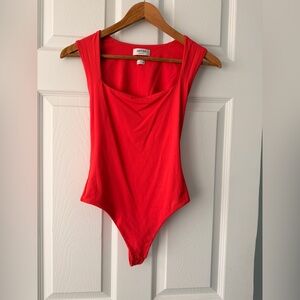 Aritzia Coral-Red Original Contour Esteem Bodysuit